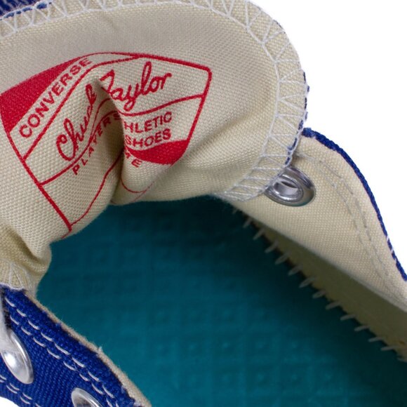 COMME DES GARCONS PLAY x CONVERSE Blue Canvas Heart Low Top Sneakers - Picture 6 of 7